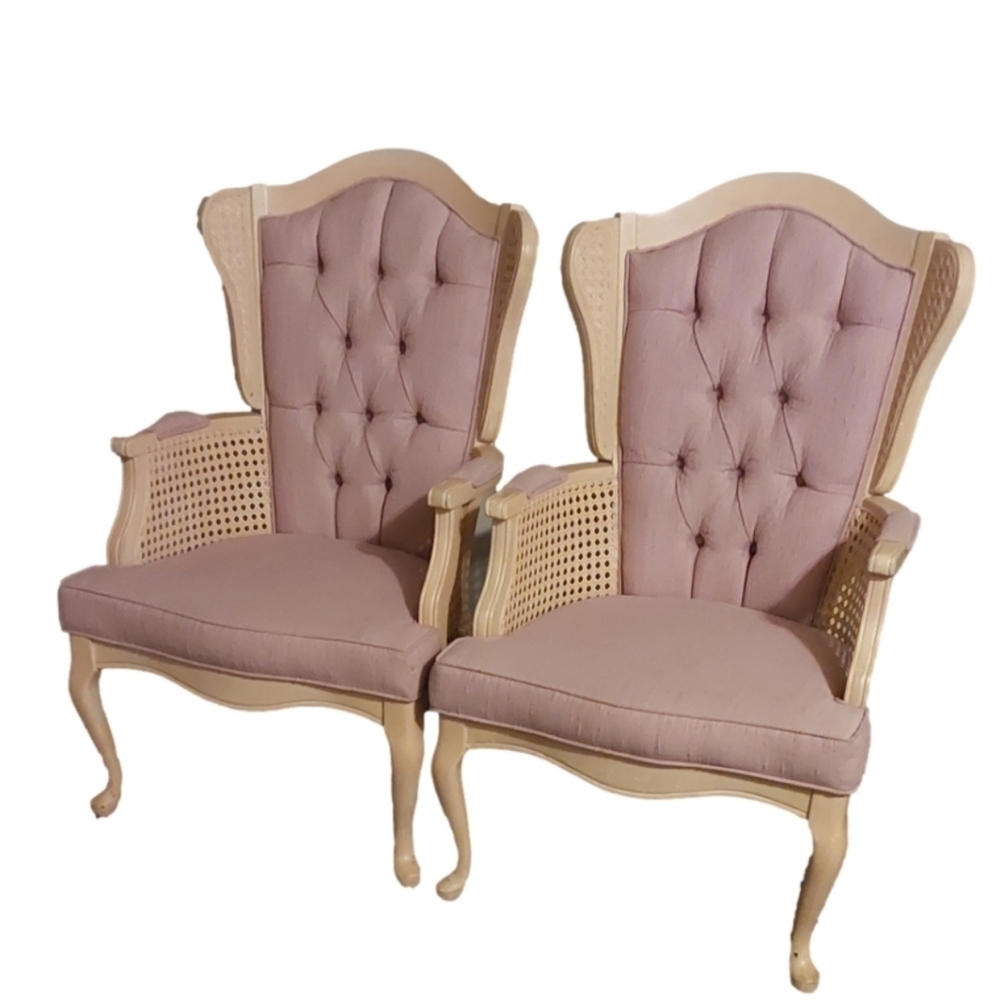 MORGANTOWN/KANE 2 PAIR OF RATTAN‎ PINK ACCENT CHAIR